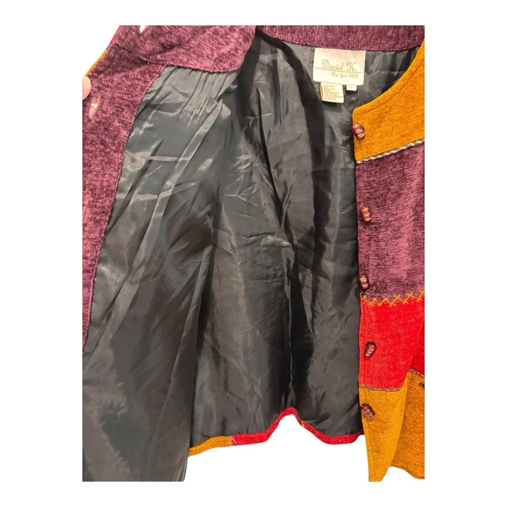 Daniel K Jacket‎ Womens XL Multicolor Patchwork Wearable Art Abstract Geometric